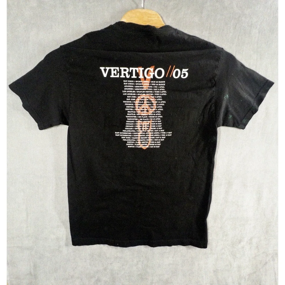 Vintage 2005 U2 Vertigo Tour Black T-Shirt Mens Large Made In USA Distressed